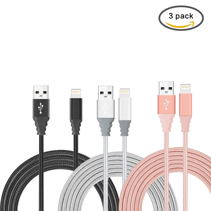 Pack de 3 Câbles USB vers Lightning Tricolore