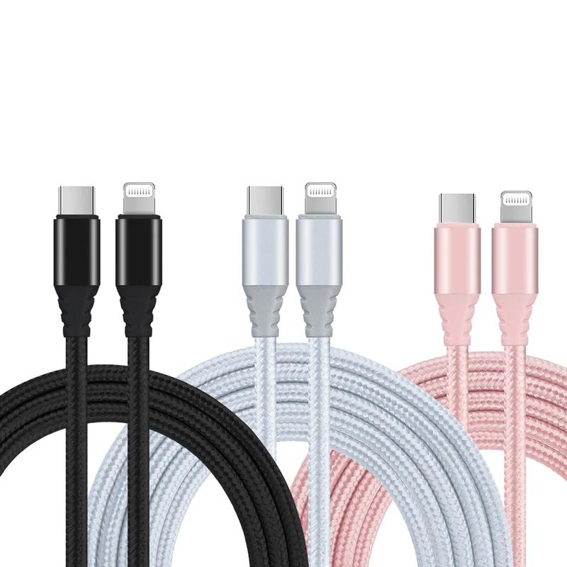 Pack de 3 Câbles Tricolore USB C vers Lightning