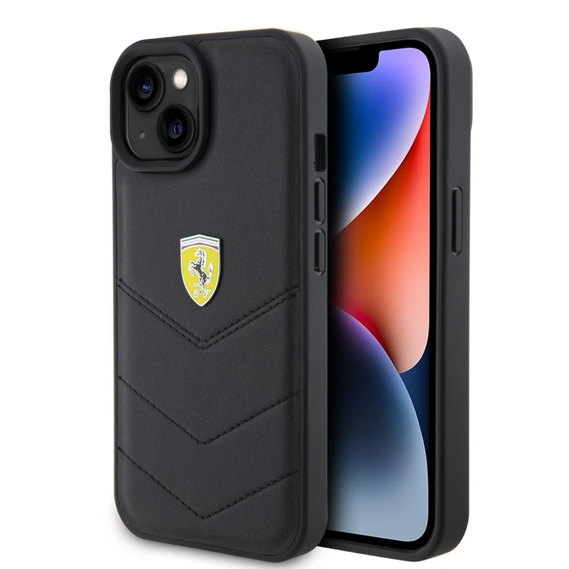 Coque iPhone 15 Plus Ferrari coutures
