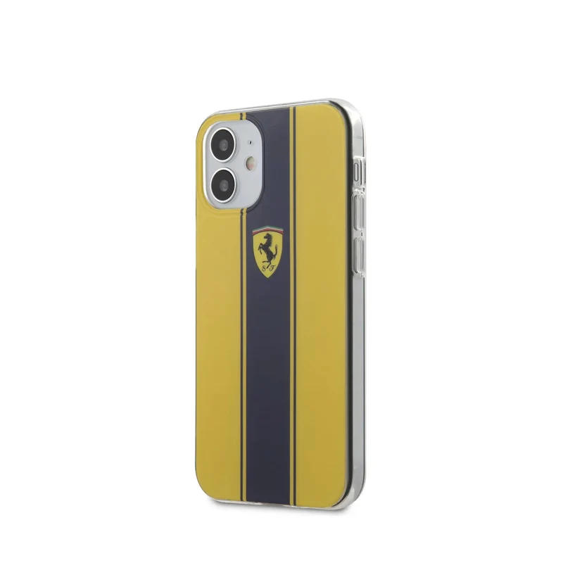 Coque iPhone 12 mini Ferrari bandes jaunes