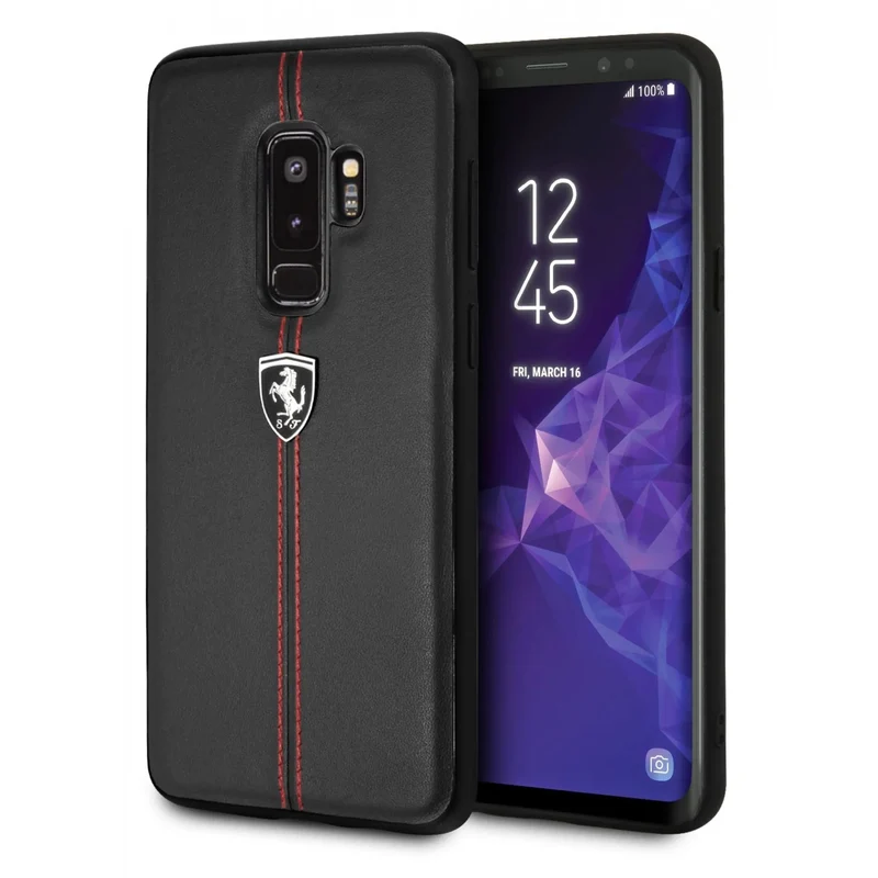Coque Samsung S9 Plus Ferrari coutures rouges