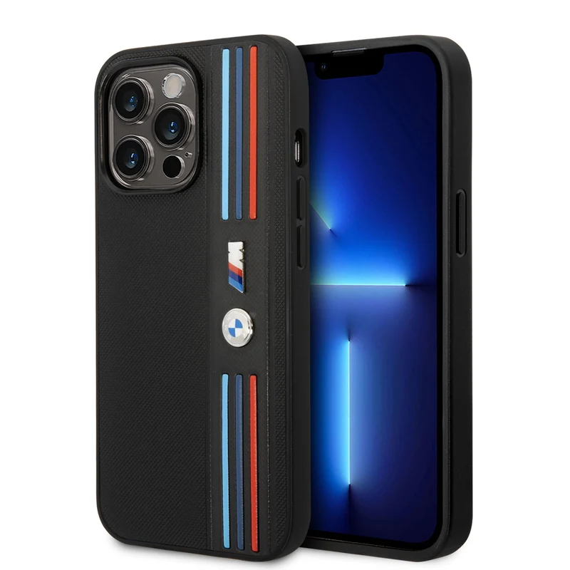 Coque iPhone 14 Pro BMW bande tricolore