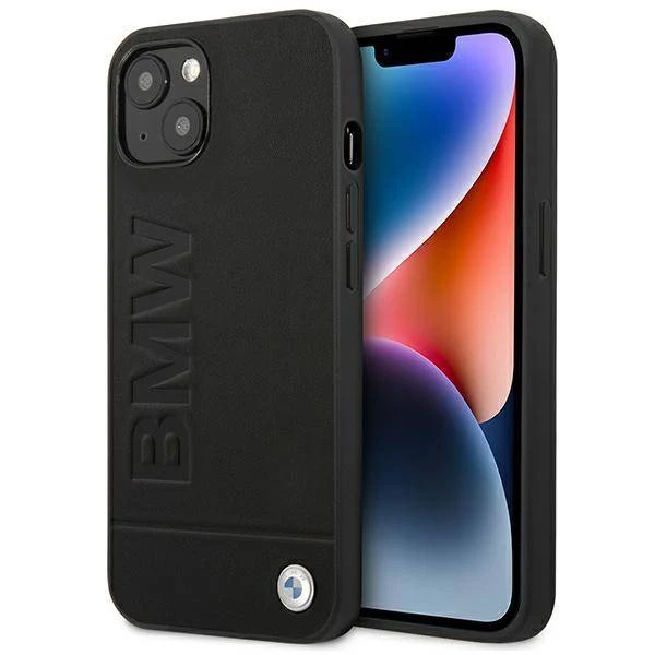 Coque iPhone 14 BMW silicone cuir véritable
