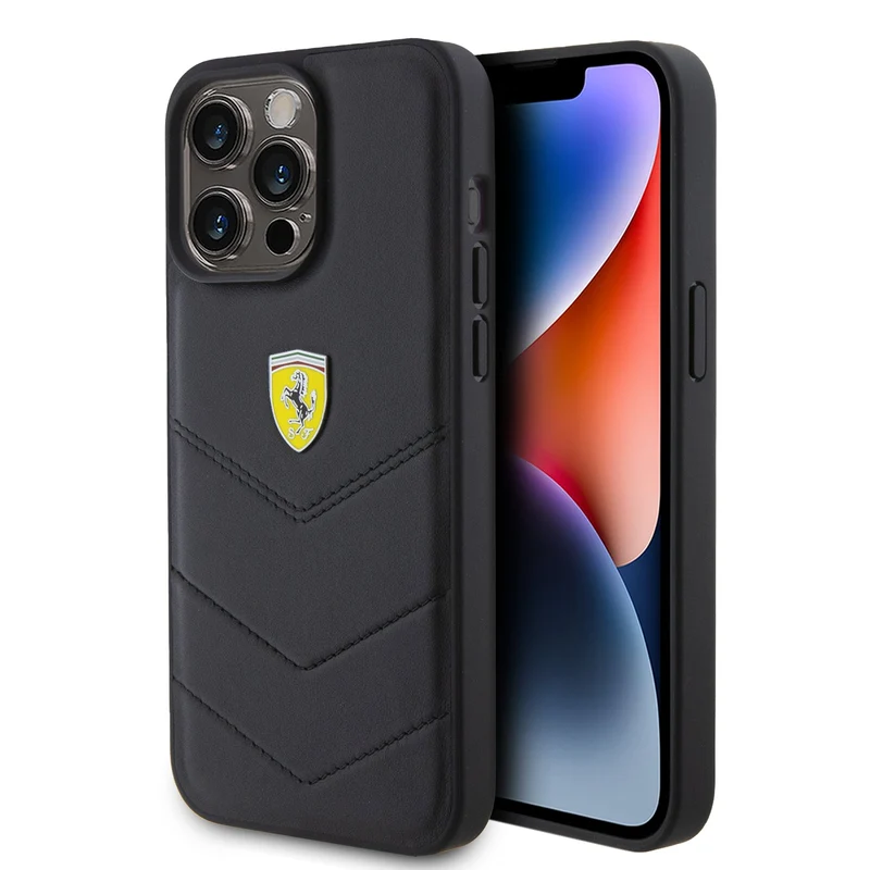 Coque iPhone 15 Pro Max Ferrari cuir véritable