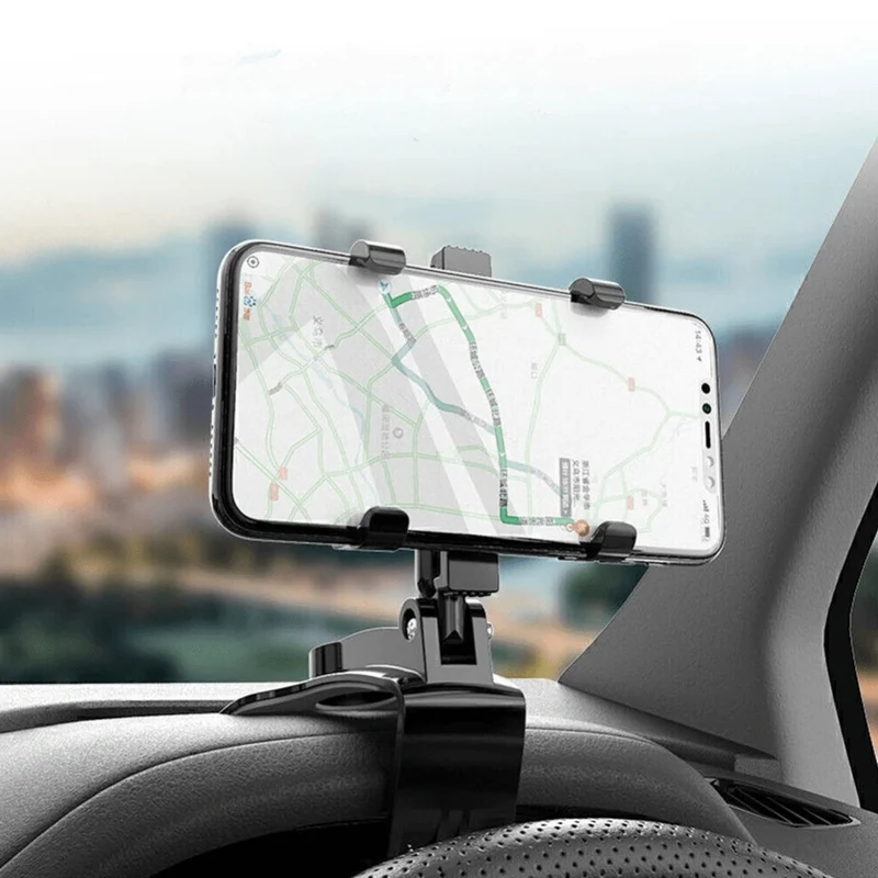 Support téléphone voiture clip universel 360° pour rétroviseur et tableau de bord