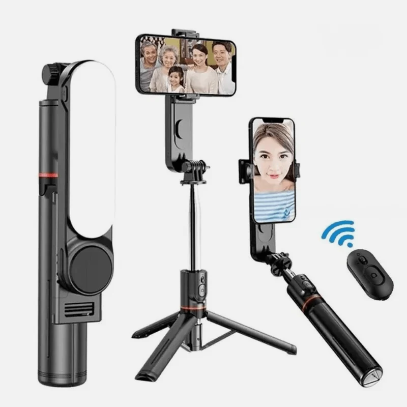Trépied téléphone noir extensible avec lumière
