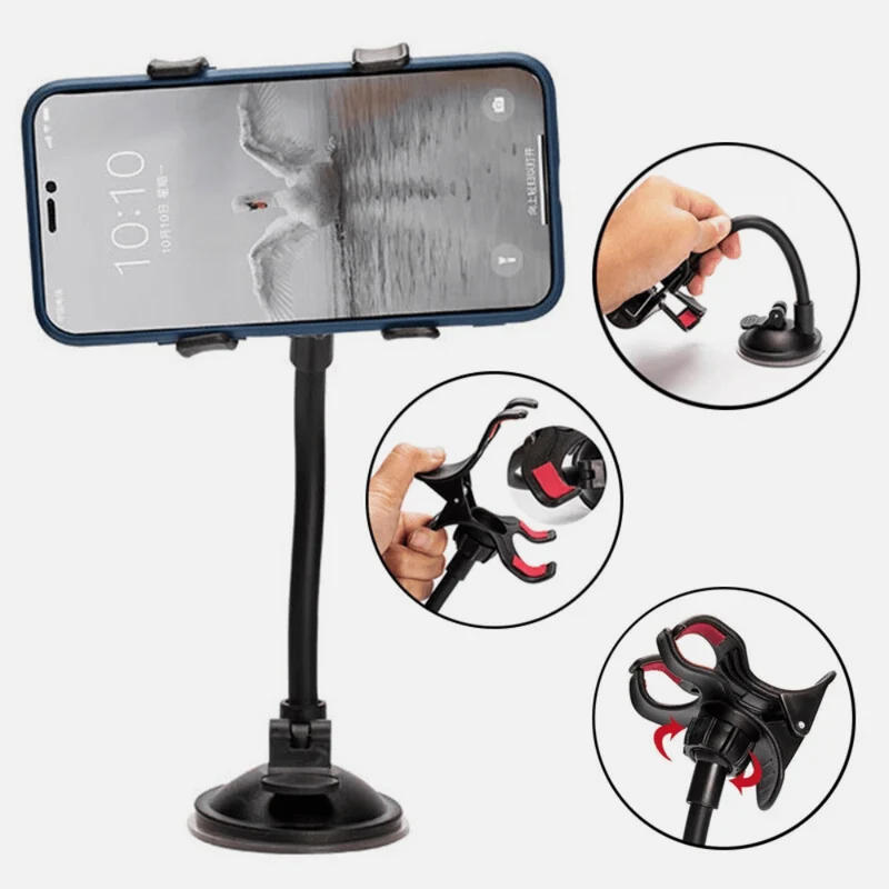 Support téléphone voiture pare-brise à bras flexible