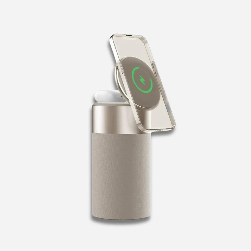 Support téléphone bureau compatible magsafe avec haut parleur