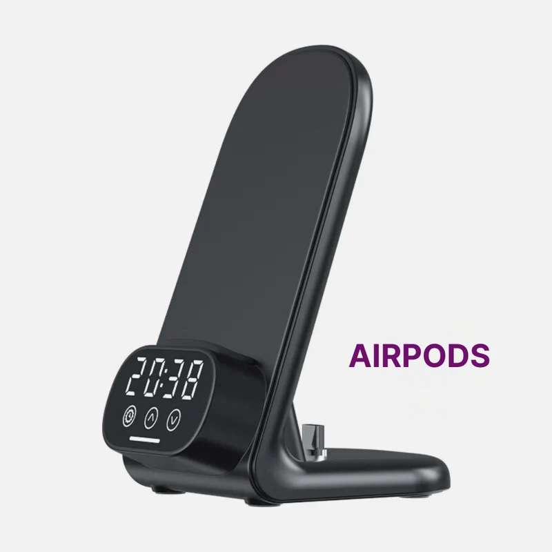 Support de téléphone bureau avec horloge intégrée