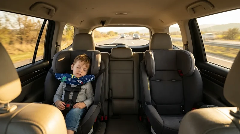 Cale tête bébé voiture garçon - Motif Dinosaure Bleu