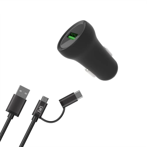 Chargeur allume-cigares Quick charge 1XUSB-A 18W + câble USB Type-C / Micro USB
