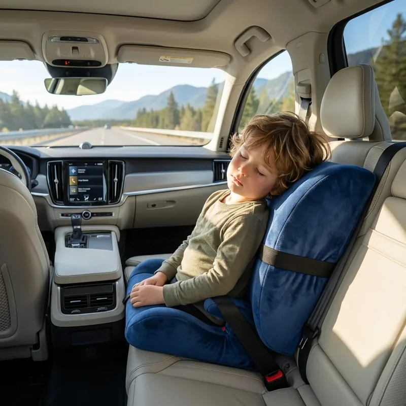 Coussin dos pour enfant voiture - Velours Bleu