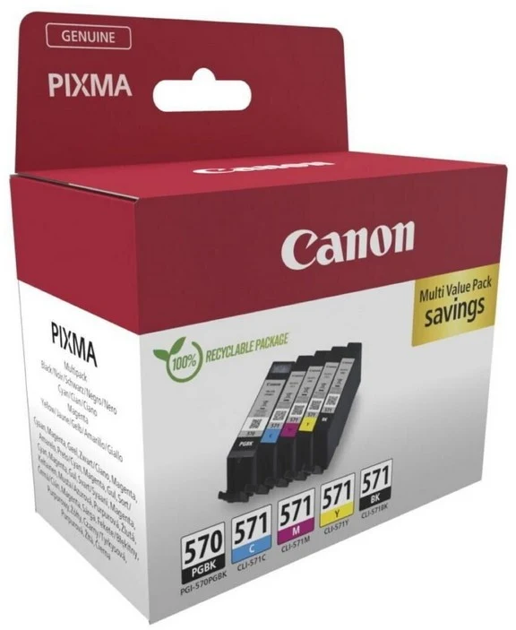 Cartouche d'encre CANON Pack Multipack 5 Originales PGI-570/CLI-571 (Noir + 4 Couleurs) - 0372C004