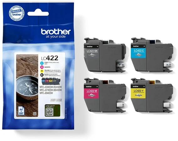 Cartouche d'encre BROTHER Pack Multipack 4 Originales LC422 (Noir + 3 Couleurs) - LC422VAL