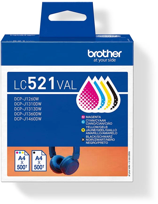 Cartouche d'encre BROTHER Pack Multipack 4 Originales LC521 (Noir + 3 Couleurs) - LC521VAL
