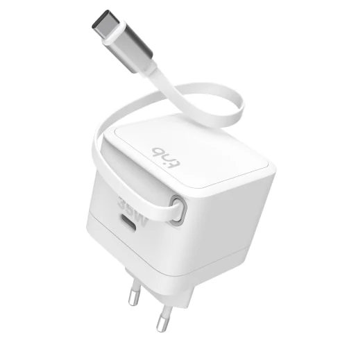 Chargeur secteur USB-C 35W avec câble rétractable Tug'n Block