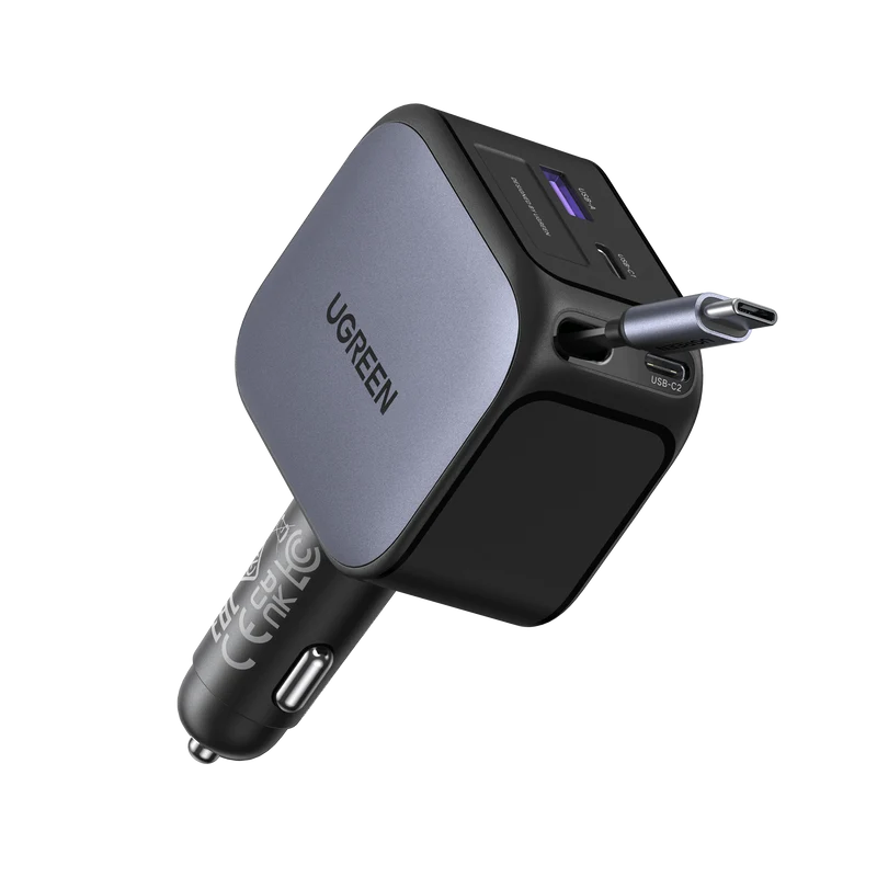 UGREEN Nexode Chargeur voiture 145W avec câble USB-C rétractable