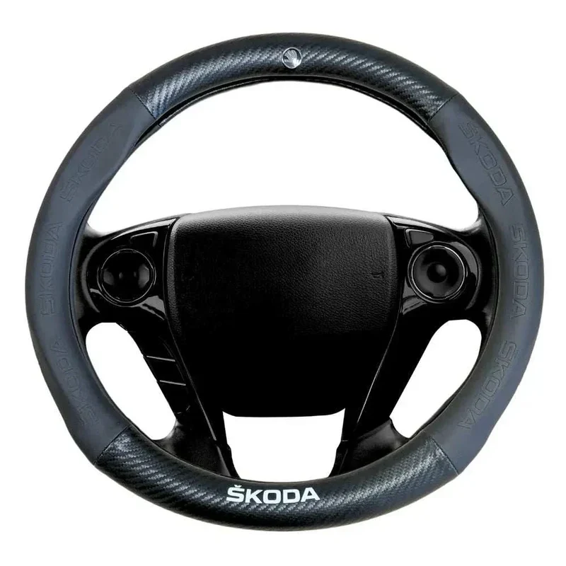 Couvre Volant Skoda – Simili Cuir Effet Fibre de Carbone | Confort, Grip Antidérapant & Rénovation
