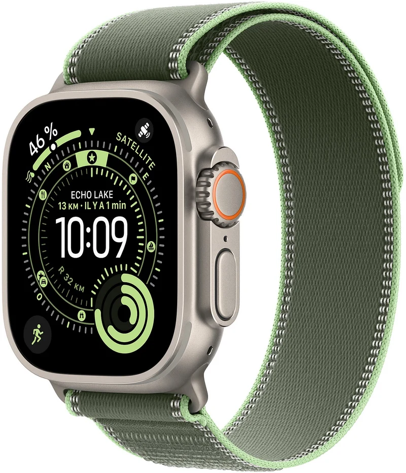 Bracelet APPLE 49 mm S/M Trail vert/vert fluo naturel