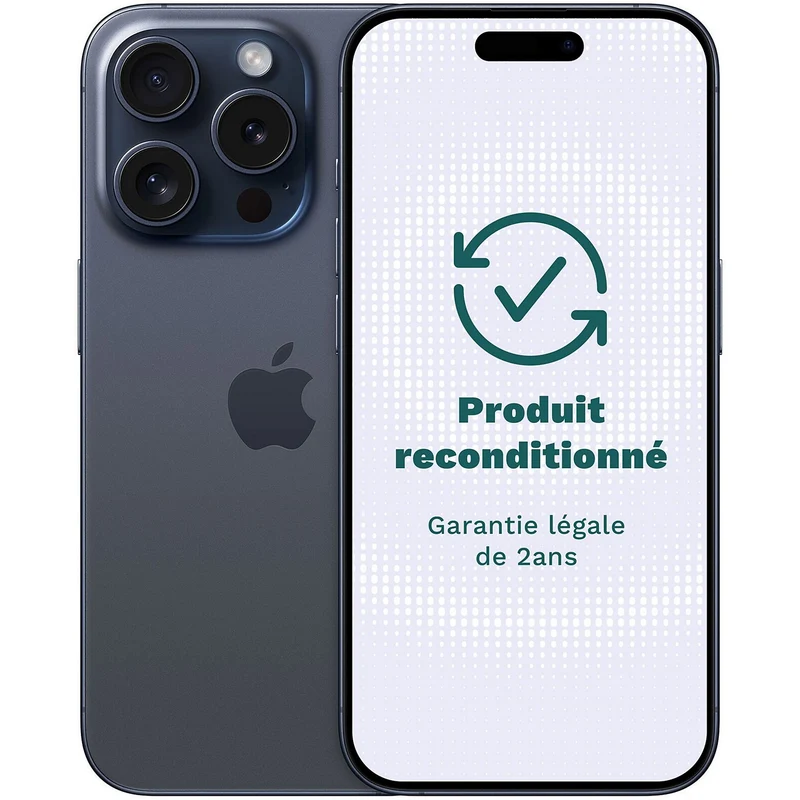 Smartphone APPLE iPhone 15 Protitane Bleu 256Go Excellent État avec Batterie Neuve