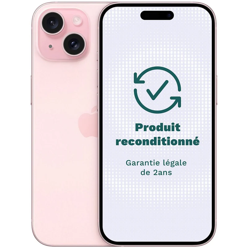 Smartphone APPLE iPhone 15 Rose 128Go Très Bon État avec Batterie Neuve