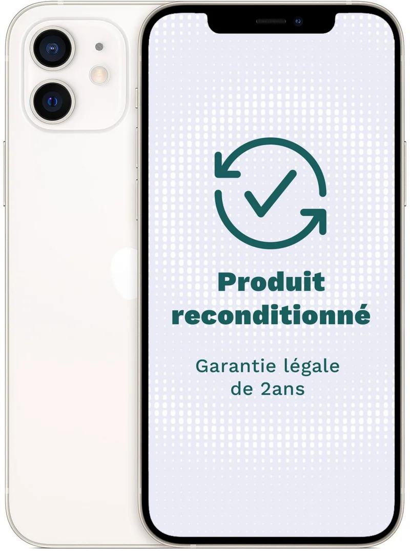 Smartphone APPLE iPhone 12 Blanc 64Go Excellent État avec Batterie Neuve