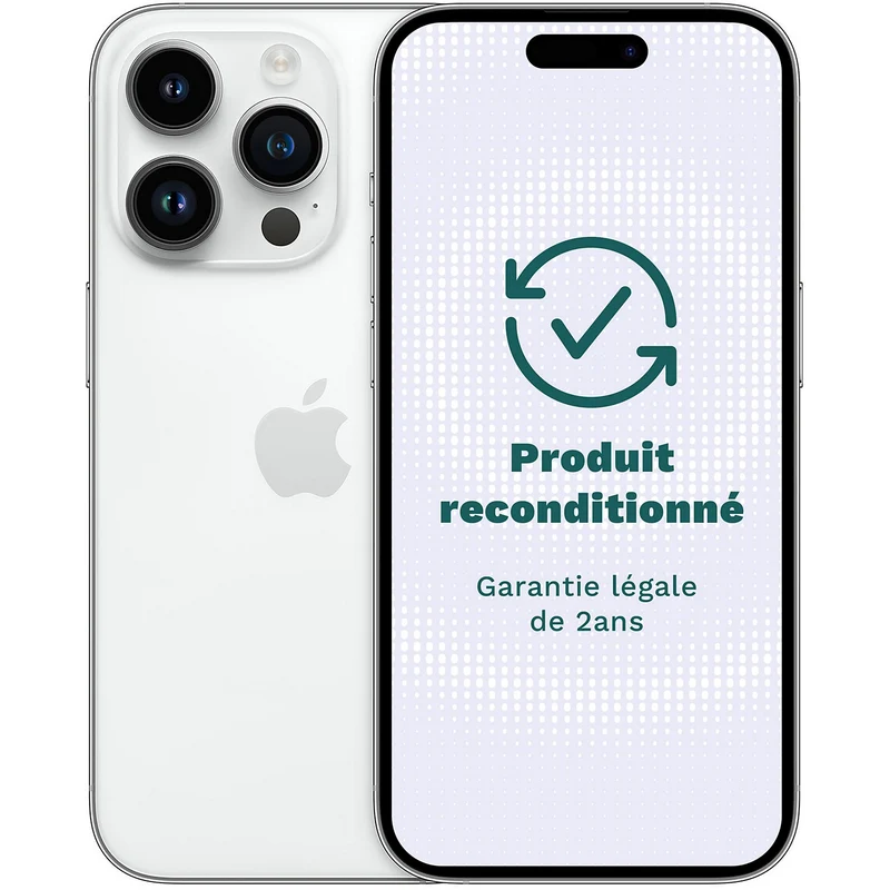 Smartphone APPLE iPhone 14 Pro Argent 128Go Excellent État avec Batterie Neuve