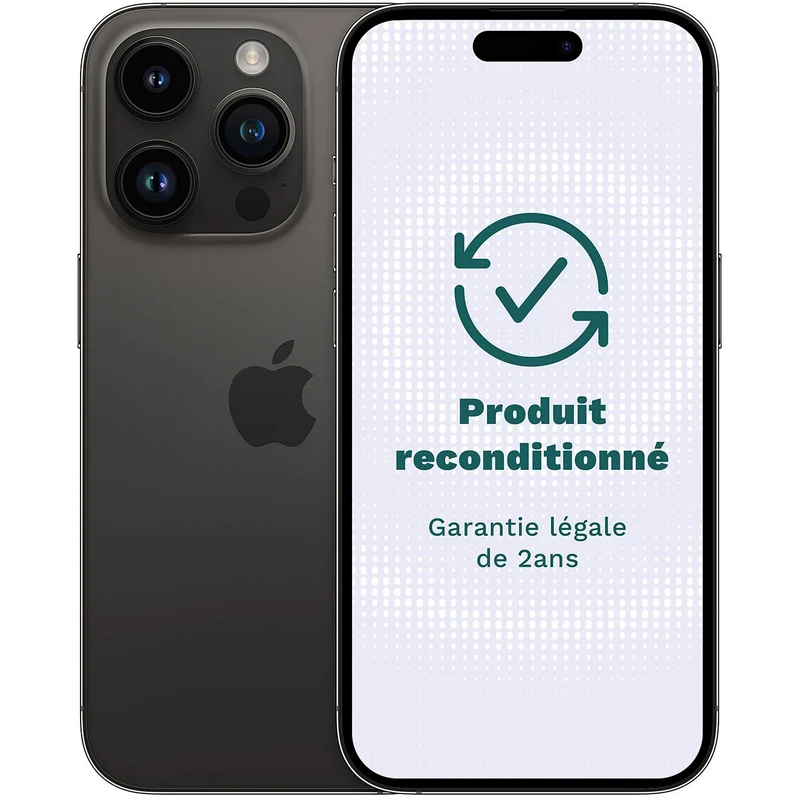 Smartphone APPLE iPhone 14 Pro Minuit 128Go Excellent État avec Batterie Neuve