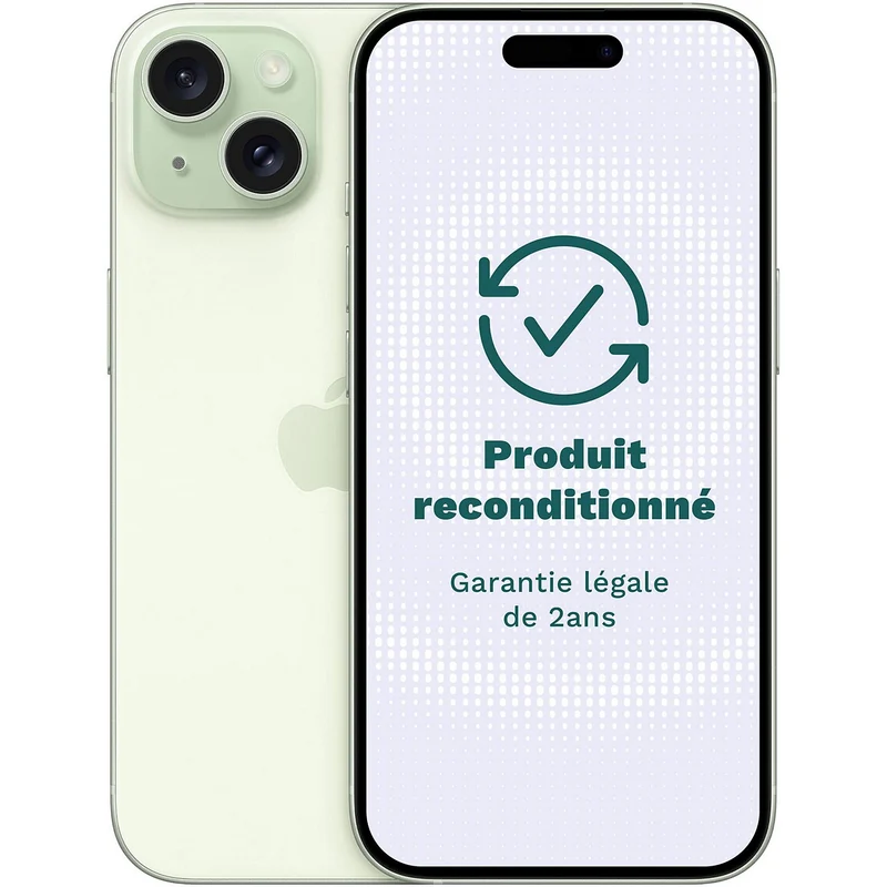 Smartphone APPLE iPhone 15 Vert 128Go Très Bon État avec Batterie Neuve