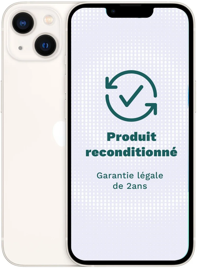 Smartphone APPLE iPhone 13 Blanc 128Go Excellent État avec Batterie Neuve