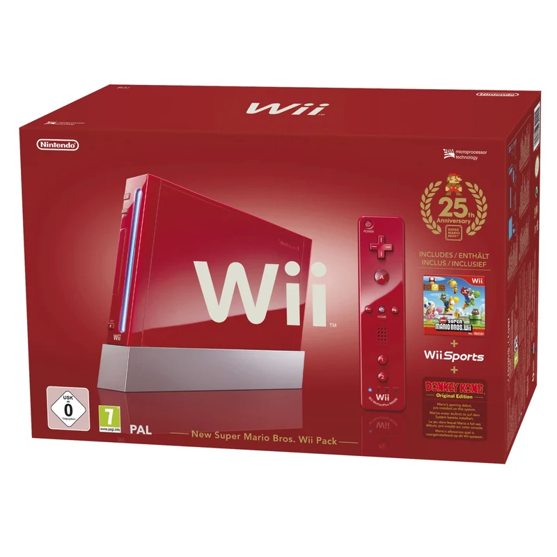 Console Wii NINTENDO Wii Pack Rouge + New super Mario Bros