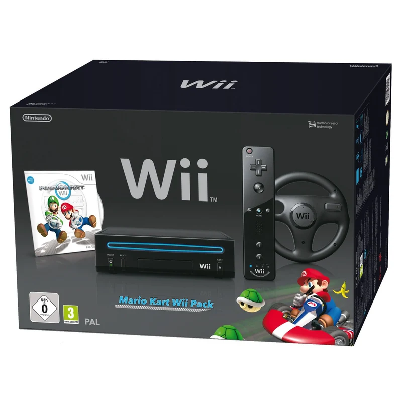 Console Wii NINTENDO Wii noire + jeu Mario Kart + volant