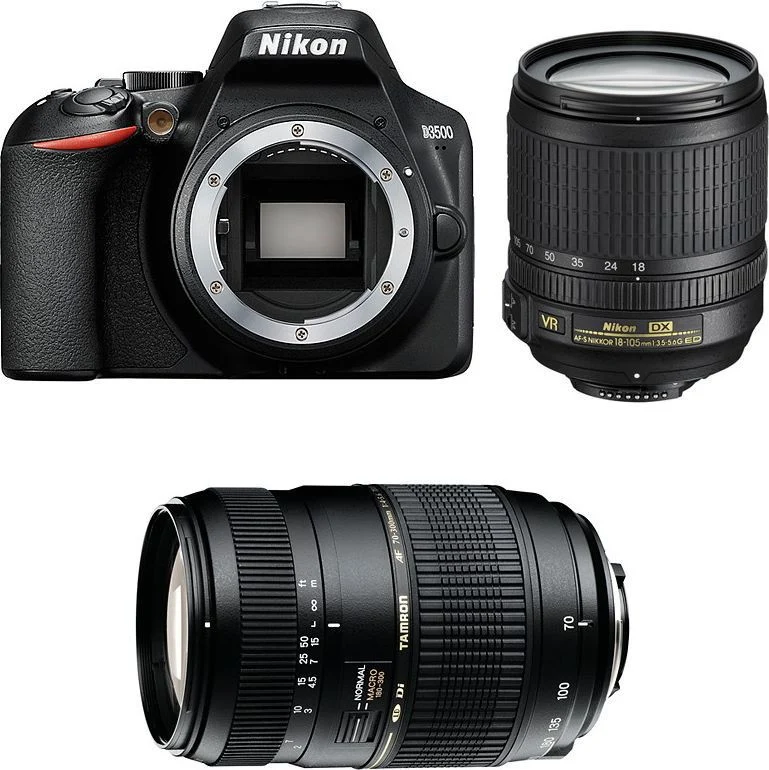 Appareil photo Hybride NIKON D3500 + 18-105 VR + TAMRON 70-300 DI