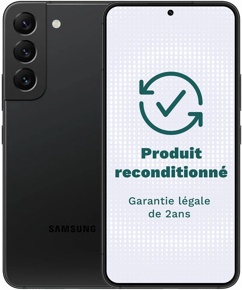 Smartphone SAMSUNG Galaxy S22 Noir 128Go Très Bon État avec Batterie Neuve