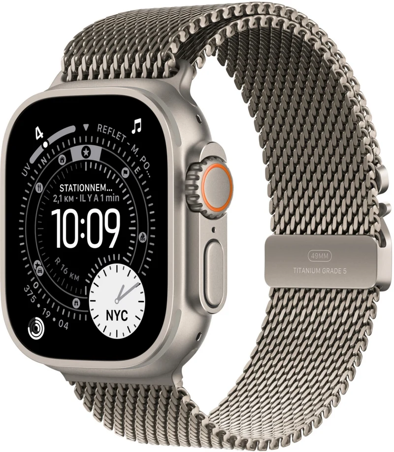 Bracelet APPLE 49 mm - Medium Milanais en titane nature