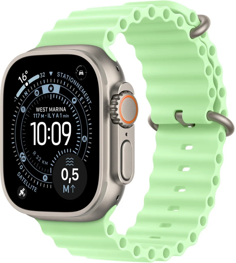 Bracelet APPLE 49 mm Océan vert fluo - Ftitane naturel