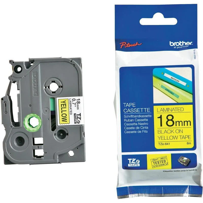 Etiquette BROTHER TZe641 18mm Noir/Jaune
