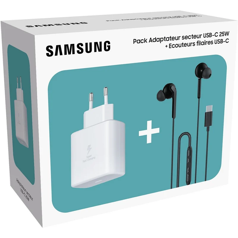 Chargeur SAMSUNG Kit Piéton Blanc + CHARGEUR 25W USB C