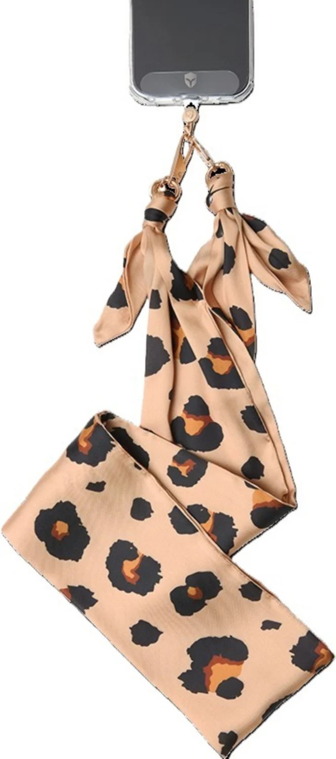 Cordon téléphone FORCE CASE Bandoulière foulard Léopard beige