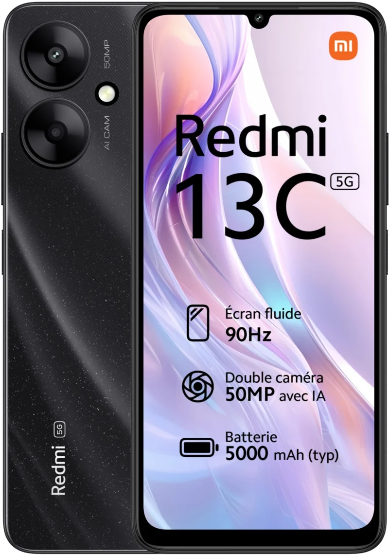 Smartphone XIAOMI Redmi 13C 128Go Noir 5G