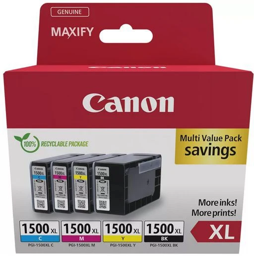 Cartouche d'encre CANON Pack Multipack 4 Originales PGI-1500 XL (Noir + 3 Couleurs) - 9218B004