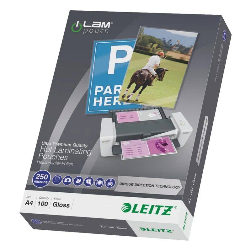 Consommable de bureau pour plastifieuse LEITZ Pochettes 250 UDT A4 boite de 100