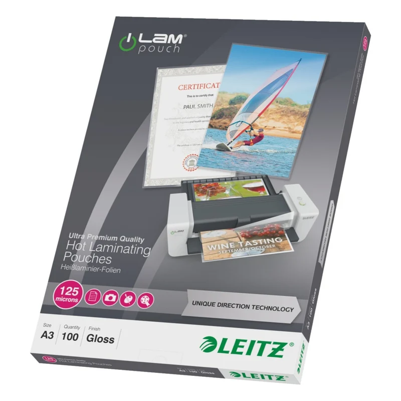 Consommable de bureau pour plastifieuse LEITZ Pochettes 125 UDT A3 boite de 100