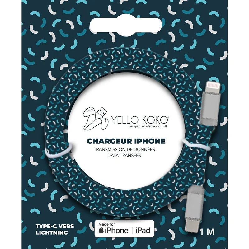 Câble USB-C YELLO KOKO vers Lightning 1m Kami motif Stick