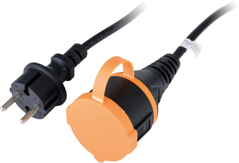 Multiprise ZENITECH a clapet 25m H05VV-F 2x1.5 noir-orange