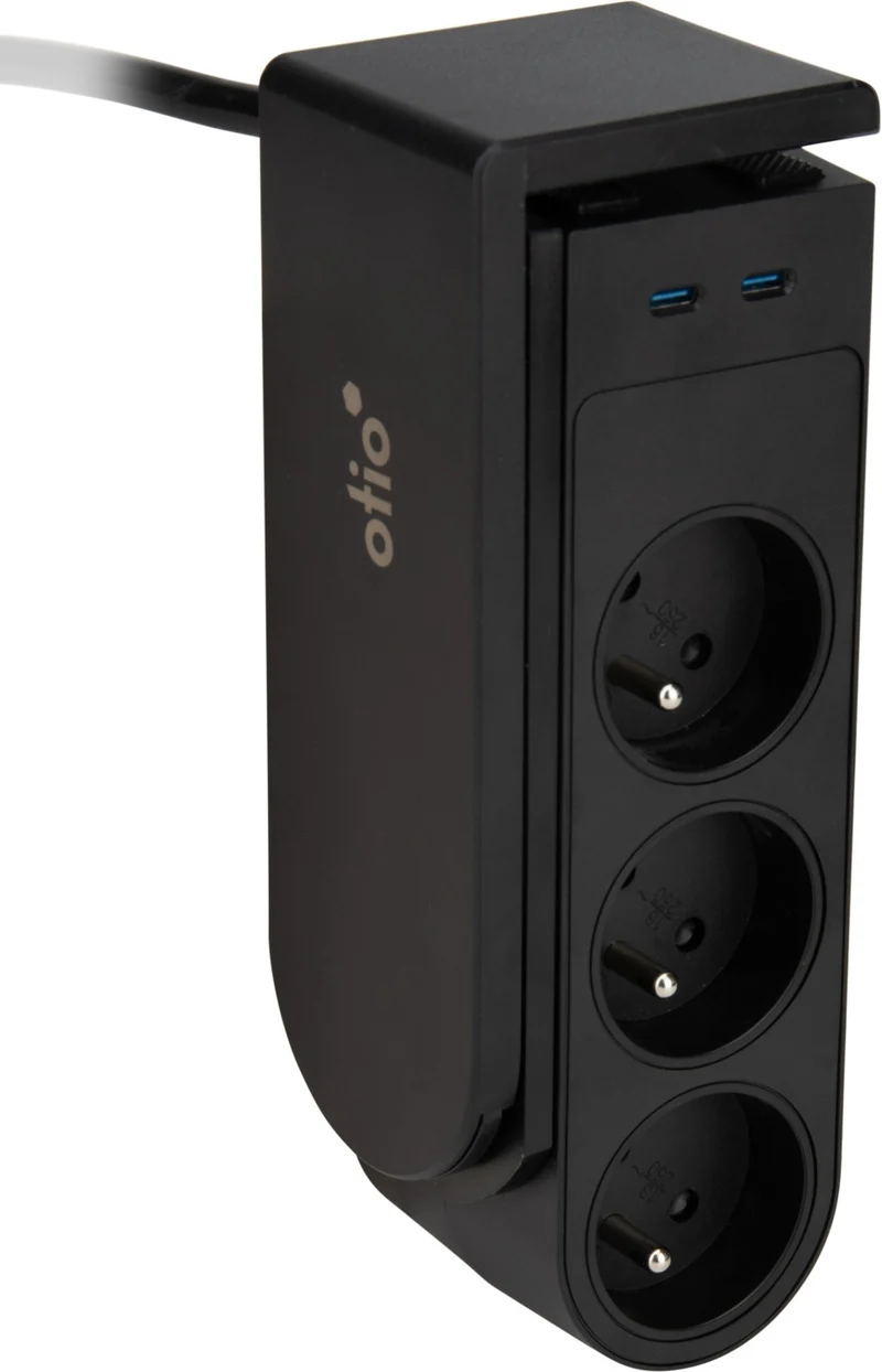 Multiprise OTIO Gekko XL clip 5 prises+2 USB-C 1.5m 20W