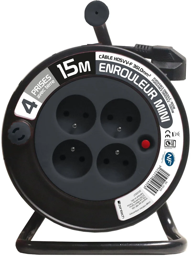 Rallonge ZENITECH Ménager 3G 1 mm² - GRIS 15 M