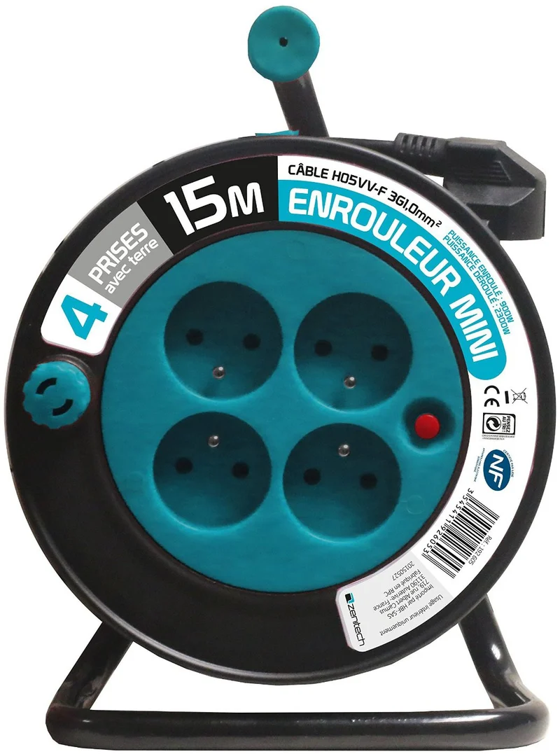 Rallonge ZENITECH Ménager 3G 1 mm² - BLEU 15 M