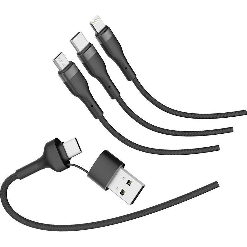 Câble trio MOBILITY LAB 3 en 2 Lightning micro USB USBC 1m tres