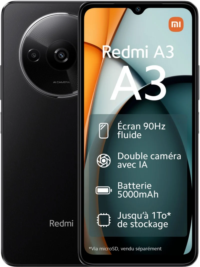 Smartphone XIAOMI Redmi A3 Noir 128Go